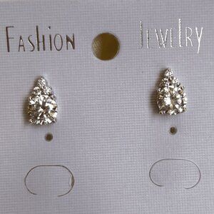 Sterling Silver Teardrop Earrings with Cubic Zirconia